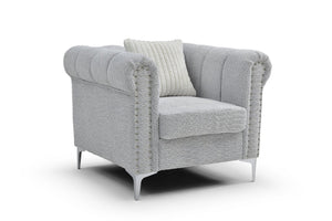 English Elm Sammy Rolled Arm Accent Chair Teddy Chenille Nailhead Trim Modern Living Room Seat B078P473039