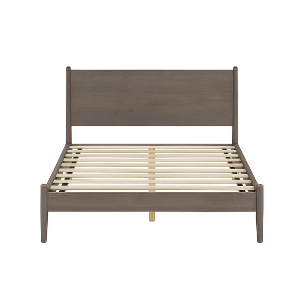 English Elm Mid-Century Modern Queen Size Wooden Platform Bed In Gray - Timeless Style Meets Ultimate Comfort B016S00030