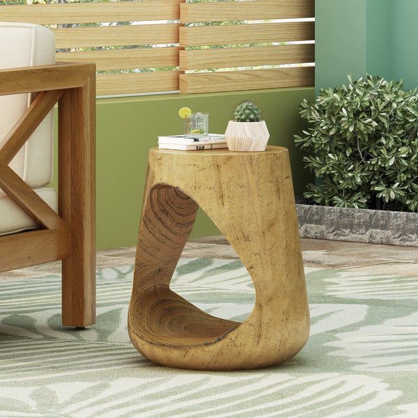 English Elm Christopher Knight Home® - MGO Hollow Side Table with Wood-Grain Texture, Durable Magnesium Oxide Build, Indoor/Outdoor Use Natural N770P212235N