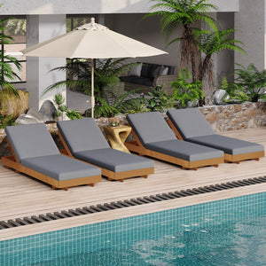 English Elm Christopher Knight Home® - Lounge Chaise Set - Solid Acacia Wood With Dark Grey Cushion, Ergonomic Design, Cream Version Available N770P281696C_65429.00CUSHDGRY