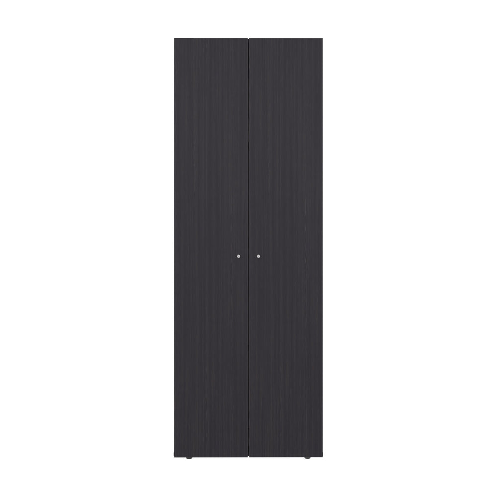 English Elm Armoire 66.9" H - Stylish Black Wengue Design With 2 Doors & 4 Shelves For Modern Bedroom Storage B097P395911