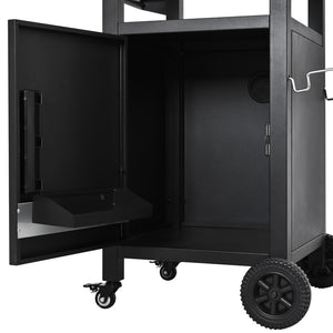 English Elm K&k Outdoor Grill Cart Stainless Steel Prep Station with Storage and Drop Leaf N707P379798B