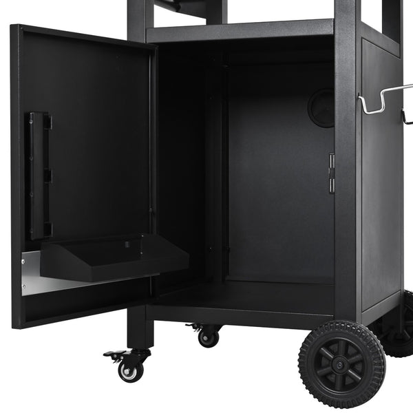 English Elm K&k Outdoor Grill Cart Stainless Steel Prep Station with Storage and Drop Leaf N707P379798B