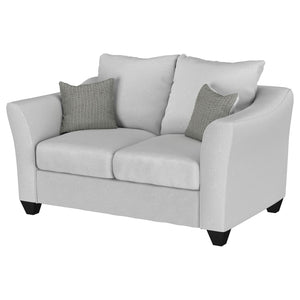 English Elm Alcazar Sand Track Arm Loveseat in Gray Mist Upholstery with Toss Pillows, Plush Firm Cushions, Modern Style B062P354052