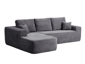 English Elm 104" Modular Cloud Sectional Plush Corduroy Deep Seat Sofa for Living Rooms W3975S00045