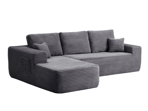 English Elm 104" Modular Cloud Sectional Plush Corduroy Deep Seat Sofa for Living Rooms W3975S00045
