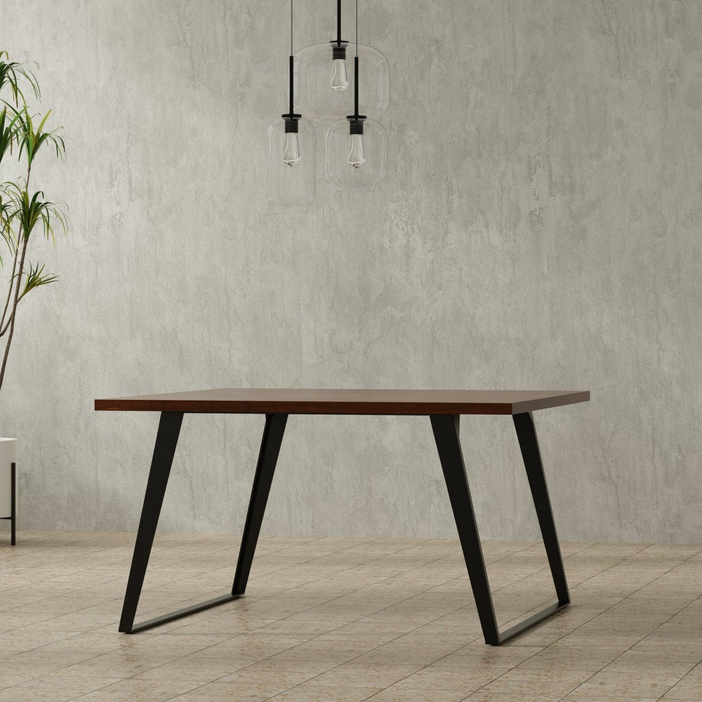 English Elm Lowry Square Dining Table - Handcrafted Walnut & Metal Centerpiece For Modern Dining Spaces, 8 Seats B136P266905