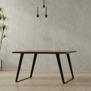 English Elm Lowry Square Dining Table - Handcrafted Walnut & Metal Centerpiece For Modern Dining Spaces, 8 Seats B136P266905