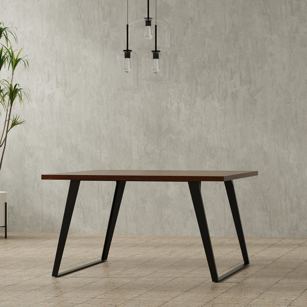 English Elm Lowry Square Dining Table - Handcrafted Walnut & Metal Centerpiece For Modern Dining Spaces, 8 Seats B136P266905