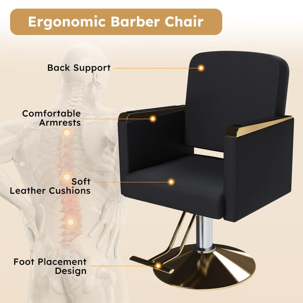 English Elm Hydraulic Salon Chair with Foot Pump Swivel Base for Barber Tattoo Spa Use W2700P410956