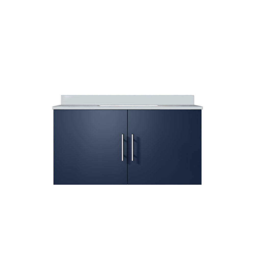 English Elm Navy Blue Bath Vanity With White Quartz Top, 36” W X 22” D - Elegant Storage & Soft-Close Design B2731P258618