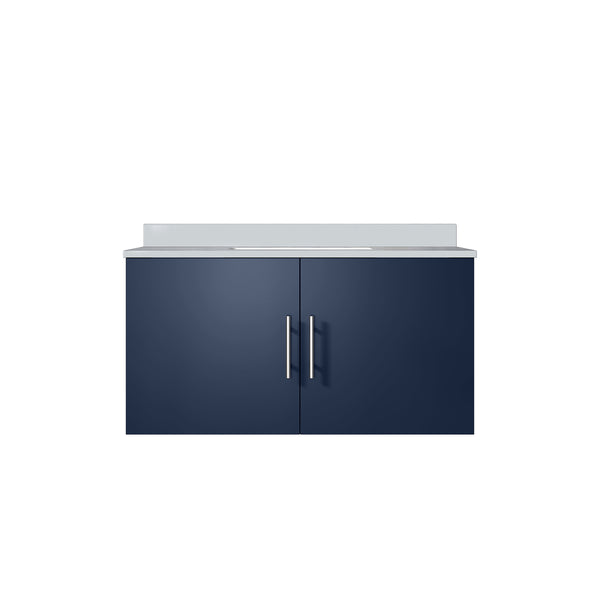 English Elm Navy Blue Bath Vanity With White Quartz Top, 36” W X 22” D - Elegant Storage & Soft-Close Design B2731P258618