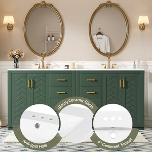 English Elm 72'' Elegant Bathroom Vanity With Ceramic Sink, Soft-Close Drawers & Solid Wood Storage Cabinet Set N710SS00013F