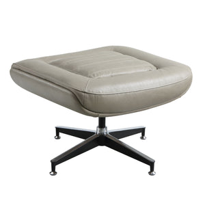 English Elm Piran Gray Top Grain Leather Accent Chair & Ottoman Set with 360° Swivel, Metal Base, Plush Foam Comfort B2726S00425