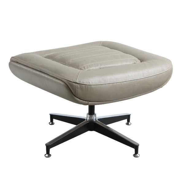 English Elm Piran Gray Top Grain Leather Accent Chair & Ottoman Set with 360° Swivel, Metal Base, Plush Foam Comfort B2726S00425