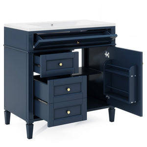 English Elm 36'' Modern Bathroom Vanity With Single Sink, 2 Drawers & Adjustable Shelf For Stylish Storage Solutions SW000119AAC-2