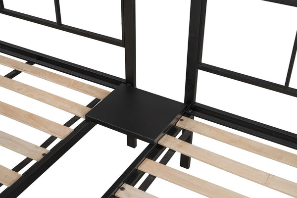 English Elm Triple Bunk Bed - Versatile L-Shaped Design, Sturdy Metal Frame, Noise-Free Slats & Built-In Side Table W427S00072-GIGA