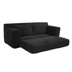 English Elm Loveseat Convertible Sofa Bed with Memory Foam & Steel Frame, No Assembly, Corduroy Comfort Black W3561P324174