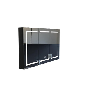 English Elm 47 Inch Matte Black Aluminum Medicine Cabinet with Led Lighting and Mirrored Interior T3785P491990