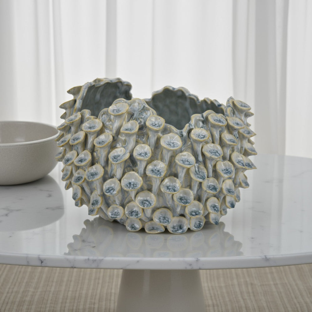 English Elm Deni Silver Porcelain Temple Jar with Pierced Lattice Lid for Mantel or Shelf Display B056P416944