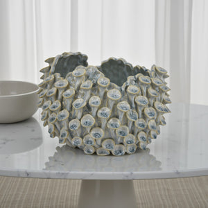 English Elm Deni Silver Porcelain Temple Jar with Pierced Lattice Lid for Mantel or Shelf Display B056P416944