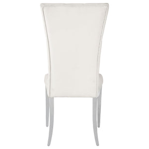 English Elm Allessandra Tufted Back Armless Dining Chair with Polished Chrome Legs — Modern Elegant Comfort, Durable Support White+Silver B062P333478