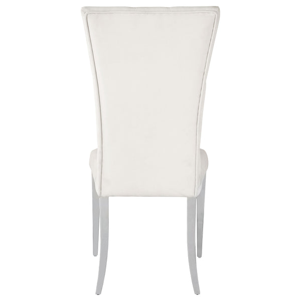 English Elm Allessandra Tufted Back Armless Dining Chair with Polished Chrome Legs — Modern Elegant Comfort, Durable Support White+Silver B062P333478