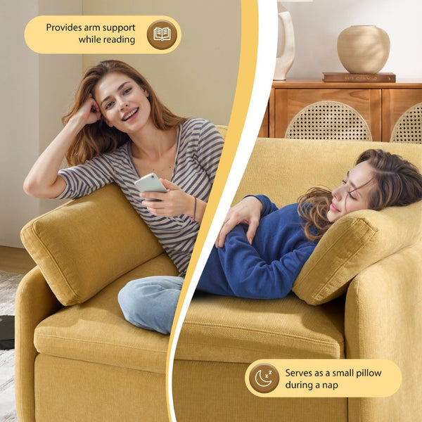 English Elm 50*43" Oversized Chenille Armchair - Cozy Color-Blocked Accent Chair With Plush Pillows, 7 Colors N723P235042Y-GIGA