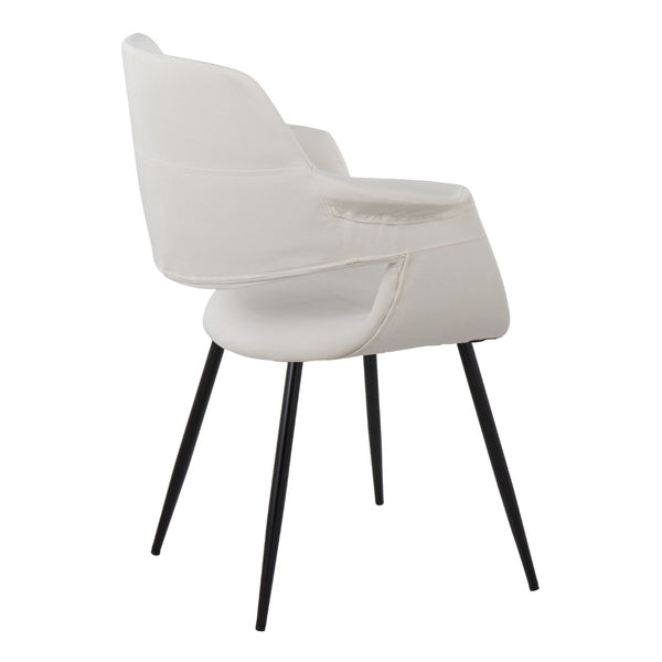 English Elm Vintage Glam/Art Deco Chair Set Of 2 In Cream Velvet & Black Metal - Stylish Comfort For Any Space B202P223673-GIGA
