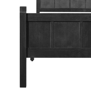 English Elm Twin Platform Bed Vertical Slat Headboard Farmhouse Shaker Wood Grain Finish Bedroom Black N733P422479E