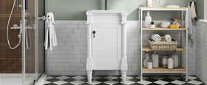 English Elm 18-Inch Modern Bathroom Vanity with Sink Compact Retro Design Durable MDF & Solid Wood Legs Storage-Friendly White N710P257401K