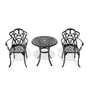 English Elm 3-Piece Cast Aluminum Patio Furniture Set With Cushions And Umbrella Hole For Stylish Outdoor Dining W1710S00415