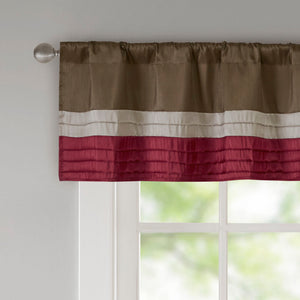 JLA Home Madison Park - Polyoni Pintuck Window Valance with Lined Striped Texture, Tailored Fullness & Easy Rod Pocket Red MP41-2230