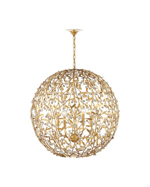 Currey & Company Secret Garden Gold Orb Chandelier - Elegant Biophilic Lighting With Handcrafted Crystal Accents Gold Crystal ,Wrought Iron 9000-1289-currey-company