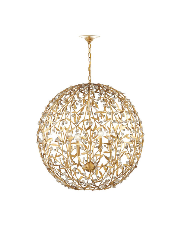 Currey & Company Secret Garden Gold Orb Chandelier - Elegant Biophilic Lighting With Handcrafted Crystal Accents Gold Crystal ,Wrought Iron 9000-1289-currey-company