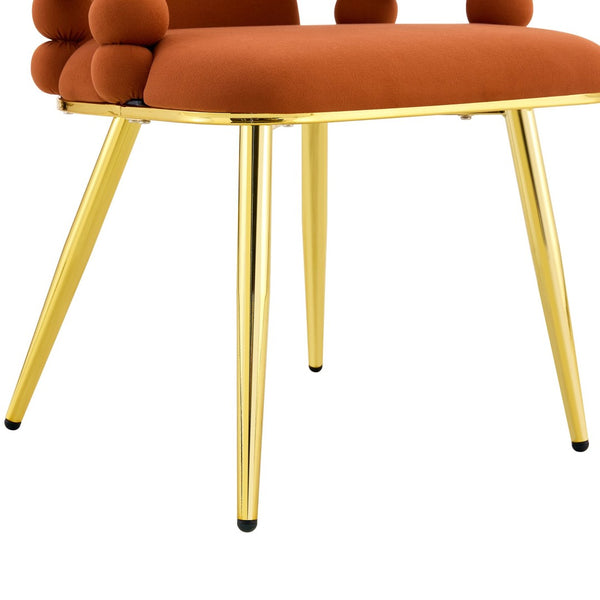 English Elm Set of 2 Velvet Dining Chairs Sculptural Bubble Back Gold Legs Glam Accent Seating W3875P370856
