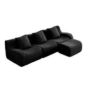 English Elm Boneless 3-Seat Modular Sofa In Plush Teddy Fabric, Ergonomic Curved Armrests, No Assembly Needed! W714S01459