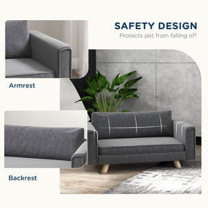 English Elm Pawhut Elevated Dog Sofa For Small & Medium Pets - Cozy, Washable Cushions & Durable Design, Gray W2225P217300-GIGA