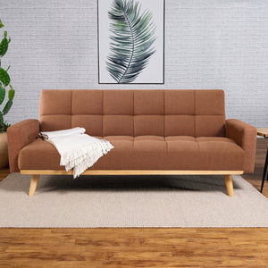 English Elm Declan Terracotta Upholstered Convertible Sofa Bed with Tufted Seats, Track Arms & Angled Wood Frame - Cozy Modular Design for Casual Living Rooms B062P358308