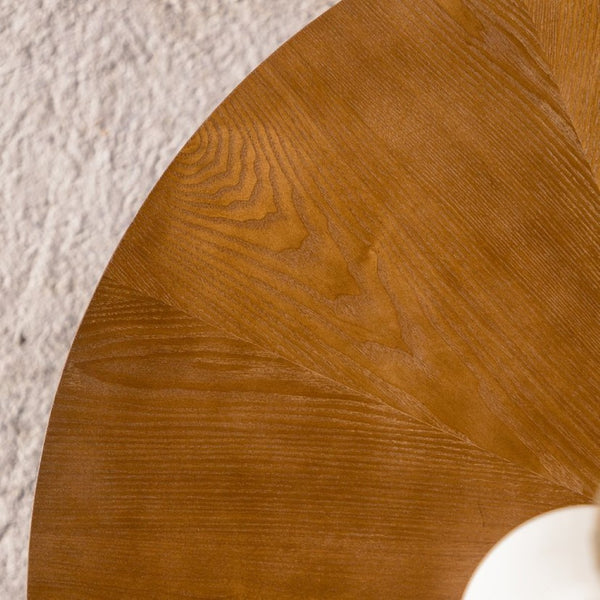 English Elm 31.5" Round Mid-century Coffee Table with Lower Shelf Solid Wood Legs and Mdf Top Natural W757P370290