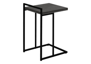 English Elm Accent Table - Sleek C-Shaped Design, Portable Grey Laminate Top With Black Metal Base For Modern Living B2710P219373