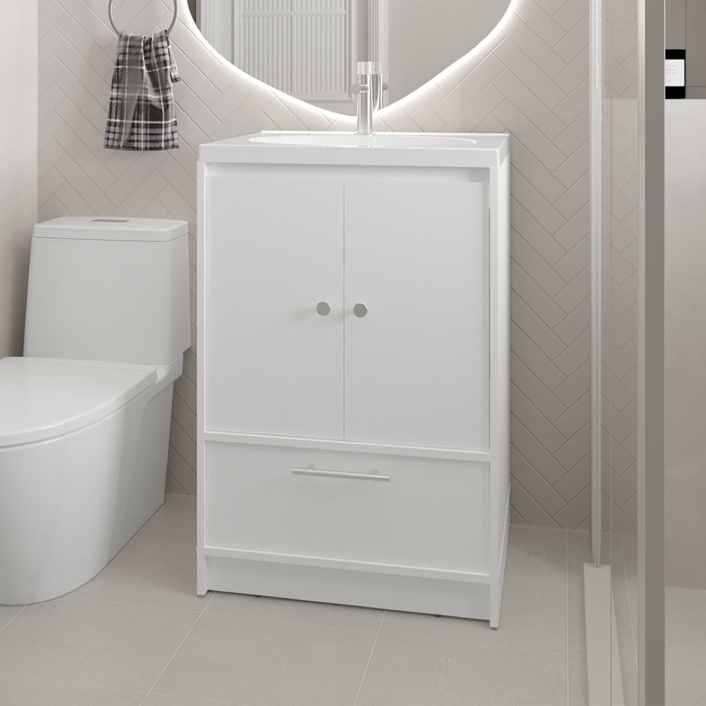 English Elm Colville Floating Wall Mount Vanity Cabinet Matte Finish Modern Bathroom Storage White B092P439919