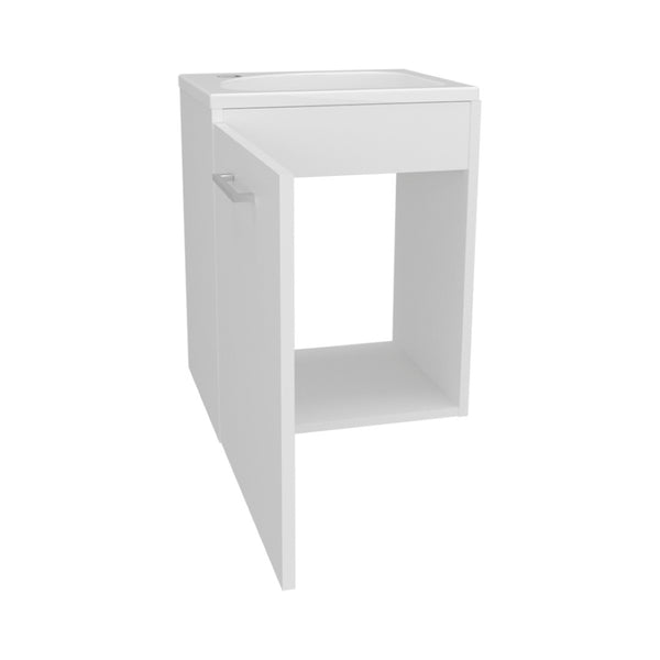 English Elm Summit Floating Wall Mount Vanity Cabinet Matte Finish Modern Bathroom Storage White B092P439898