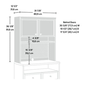 English Elm Hutch, Versatile Brown-Finish Storage Unit With Adjustable Shelves & Pegboard For Any Room'S Needs B356P367857