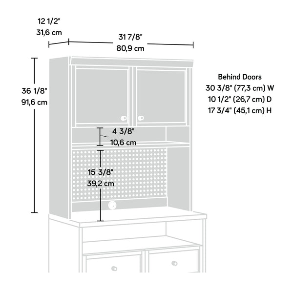 English Elm Hutch, Versatile Brown-Finish Storage Unit With Adjustable Shelves & Pegboard For Any Room'S Needs B356P367857