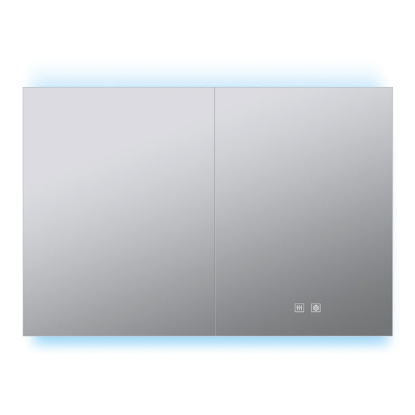 English Elm Corsica Double Door Led Medicine Cabinet with Defogger Aluminum Frame Spa Bath B2731P477802