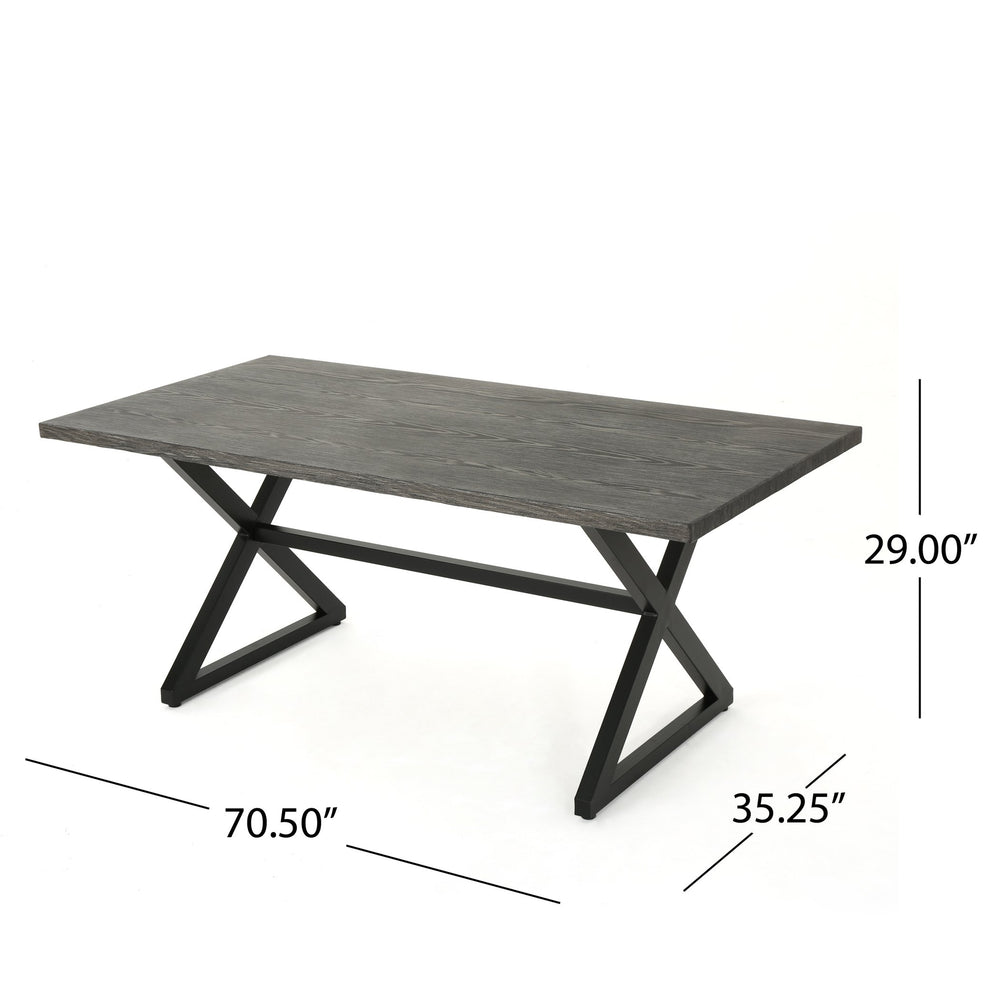 English Elm Christopher Knight Home® - Rolando Outdoor Aluminum Dining Table with Steel Frame, Grey/Black — 70.5" Patio Table for Garden, Durable Cast Aluminum 61625.00TGRY