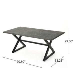 English Elm Christopher Knight Home® - Rolando Outdoor Aluminum Dining Table with Steel Frame, Grey/Black — 70.5" Patio Table for Garden, Durable Cast Aluminum 61625.00TGRY