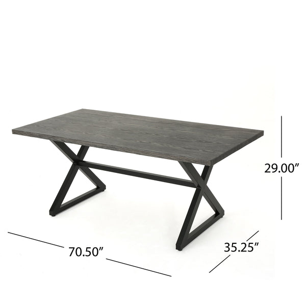 English Elm Christopher Knight Home® - Rolando Outdoor Aluminum Dining Table with Steel Frame, Grey/Black — 70.5" Patio Table for Garden, Durable Cast Aluminum 61625.00TGRY