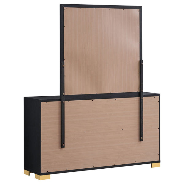 English Elm James White Glam Dresser with Mirror Gold Hardware Six Drawers Bedroom Vanity Set B062S01756